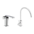 SWISS AQUA TECHNOLOGIES - Swiss Aqua Technologies set mitigeur lavabo sans vidage + mitigeur cuisine 36,3 cm avec bras pivotant, chrome (SATBSUR271CR) - vignette