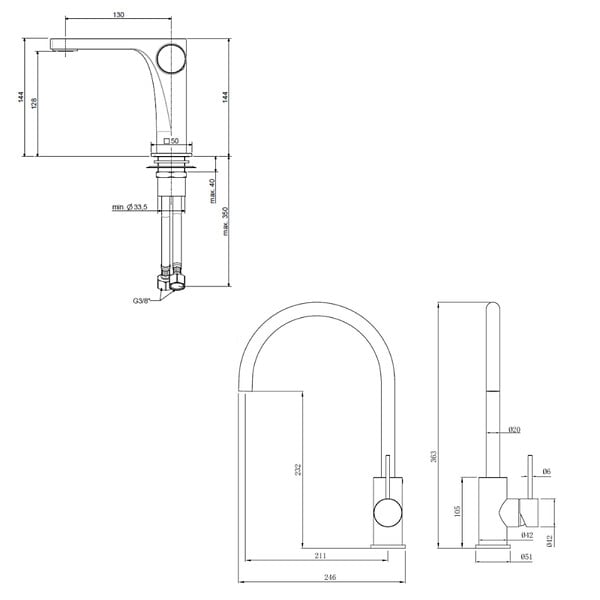 SWISS AQUA TECHNOLOGIES - Swiss Aqua Technologies set mitigeur lavabo sans vidage + mitigeur cuisine 36,3 cm avec bras pivotant, chrome (SATBSUR271CR) - large