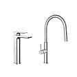 SWISS AQUA TECHNOLOGIES - set mitigeur lavabo haut, sans vidage + mitigeur cuisine avec douchette extractible 2 jets, chrome (SATBSBD285) - vignette