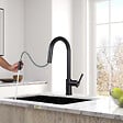 SWISS AQUA TECHNOLOGIES - Feel set mitigeur lavabo + mitigeur cuisine Ceramia Timeless acier inoxydable, douchette extractible, noir mat (SATCSFTML271BMC) - vignette