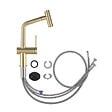 SWISS AQUA TECHNOLOGIES - Dark set mitigeur lavabo + mitigeur cuisine Ceramia Timeless acier inoxydable, douchette extractible, or (SATB185BG) - vignette