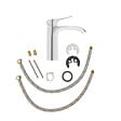 SWISS AQUA TECHNOLOGIES - set mitigeur lavabo avec bec cascade + mitigeur cuisine, douchette extractible et bras pivotant, chrome (SATINFBSDBS271) - vignette