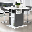 ID MARKET - Ilot central UGO 110 cm bois blanc et gris avec rangements - vignette