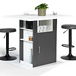 ID MARKET - Ilot central UGO 110 cm bois blanc et gris avec rangements - vignette