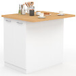 ID MARKET - Ilot central IVO 100 cm blanc avec plan de travail façon hêtre - vignette
