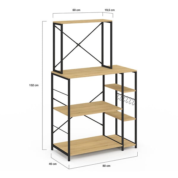 ID MARKET - Etagère de cuisine DETROIT support micro-ondes multi-étagères - large