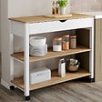 ID MARKET - Desserte de cuisine PENH XXL avec tiroir et plan de travail blanc plateaux façon hêtre L.100 CM - vignette