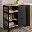 ID MARKET - Desserte de cuisine MUNA 3 paniers + 1 plateau amovible noir et effet hêtre L.76 cm - vignette