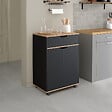 ID MARKET - Desserte de cuisine COSY placard avec tiroir bois noir et plateaux façon hêtre L.60 CM - vignette