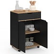 ID MARKET - Desserte de cuisine COSY placard avec tiroir bois noir et plateaux façon hêtre L.60 CM - vignette