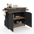 ID MARKET - Desserte de cuisine COSY XXL placard avec tiroir noir et plateaux façon hêtre L.90 CM - vignette
