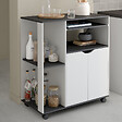 ID MARKET - Desserte de cuisine COSI bois blanc et plateau gris L.76 CM - vignette