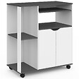 ID MARKET - Desserte de cuisine COSI bois blanc et plateau gris L.76 CM - vignette