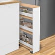 ID MARKET - Desserte de cuisine gain de place HAGA chariot de rangement à étages blanc et façon hêtre - vignette