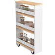 ID MARKET - Desserte de cuisine gain de place HAGA chariot de rangement à étages blanc et façon hêtre - vignette