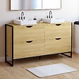 ID MARKET - Meuble double vasque salle de bain DETROIT 4 tiroirs design industriel - vignette