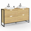 ID MARKET - Meuble double vasque salle de bain DETROIT 4 tiroirs design industriel - vignette