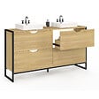 ID MARKET - Meuble double vasque salle de bain DETROIT 4 tiroirs design industriel - vignette