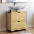 ID MARKET - Meuble sous lavabo salle de bain 2 tiroirs DETROIT design industriel - vignette