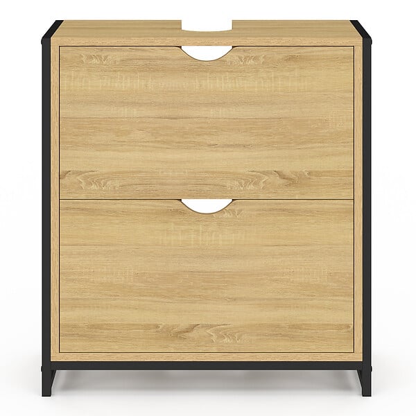 ID MARKET - Meuble sous lavabo salle de bain 2 tiroirs DETROIT design industriel - large