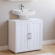 ID MARKET - Meuble sous lavabo salle de bain WALDO bois blanc - vignette