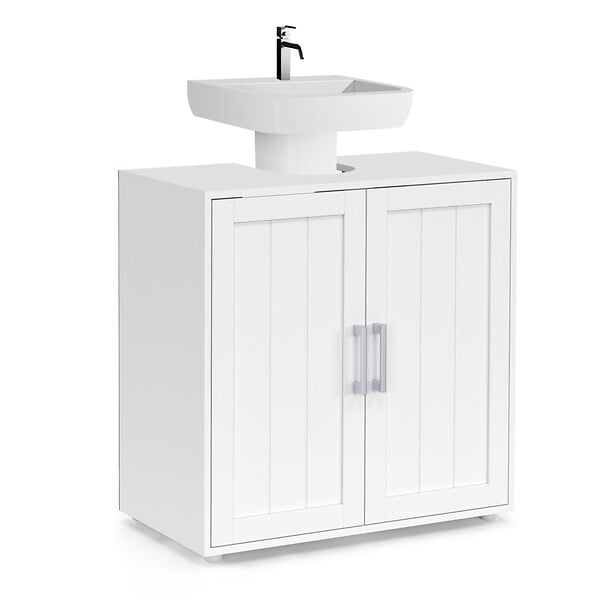 ID MARKET - Meuble sous lavabo salle de bain WALDO bois blanc - large