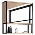 ID MARKET - Meuble de rangement suspendu avec miroir pour salle de bain DETROIT design industriel - vignette