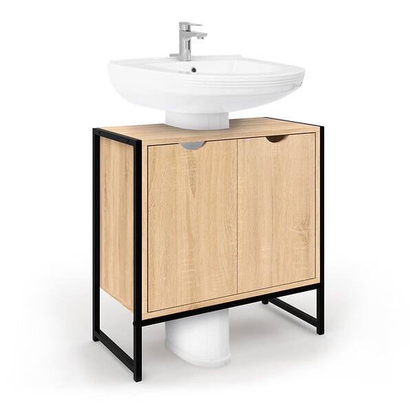 ID MARKET - Meuble sous lavabo salle de bain DETROIT design industriel - large