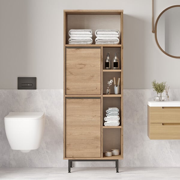 HABITAT ET JARDIN - Meuble de salle de bain en bois "ON10C" - 60 x 46 x 161 cm - Marron - large