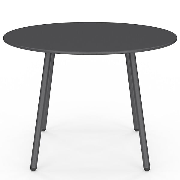 ID MARKET - Salon de jardin bas ARONA 4 places en acier gris anthracite et coussins gris avec canapé, fauteuils et table - large