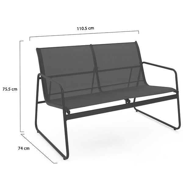 ID MARKET - Salon de jardin bas MALAGA 6 places avec 2 canapés, fauteuils et table gris anthracite - large
