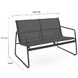 ID MARKET - Salon de jardin bas MALAGA 6 places avec 2 canapés, fauteuils et table gris anthracite - vignette
