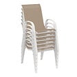 ID MARKET - Salon de jardin MADRID table extensible 135-270 CM et 12 chaises empilables blanc et beige - vignette