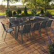 ID MARKET - Salon de jardin MADRID table 240 CM et 10 chaises empilables gris anthracite - vignette