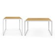 ID MARKET - Salon de jardin bas RIO 6 places structure métal blanc et cordage effet rotin avec coussins beige - vignette