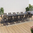 ID MARKET - Salon de jardin POLY table extensible 135-270 CM et 12 chaises gris foncé - vignette