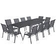 ID MARKET - Salon de jardin POLY table extensible 135-270 CM et 12 chaises gris foncé - vignette