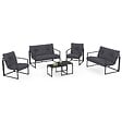 ID MARKET - Salon de jardin bas NAIROBI 6 places en acier gris anthracite - vignette