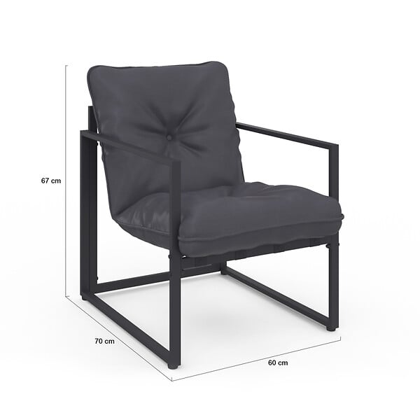 ID MARKET - Salon de jardin bas NAIROBI 6 places en acier gris anthracite - large