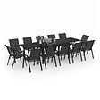 ID MARKET - Salon de jardin MADRID table extensible 135-270 CM et 12 chaises empilables noir - vignette