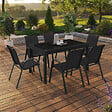 ID MARKET - Salon de jardin MADRID table extensible 135-270 CM et 12 chaises empilables noir - vignette