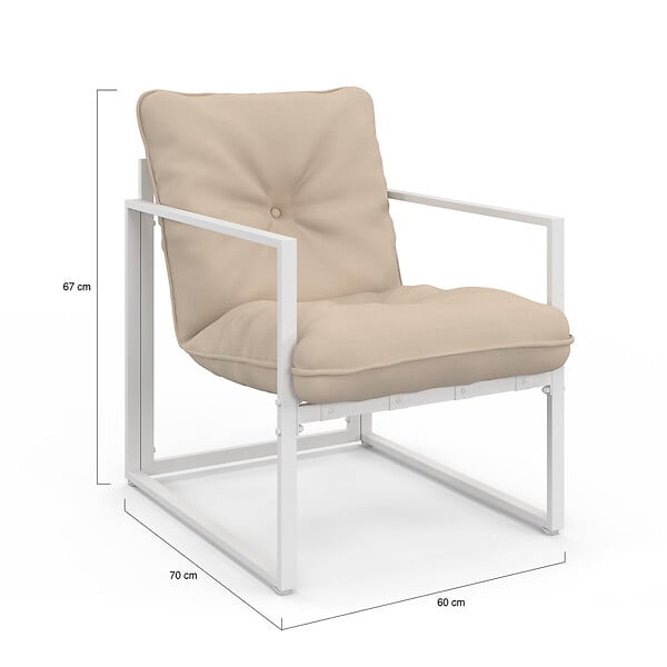 ID MARKET - Salon de jardin bas NAIROBI 8 places salon d'angle en acier blanc et coussins beiges - large