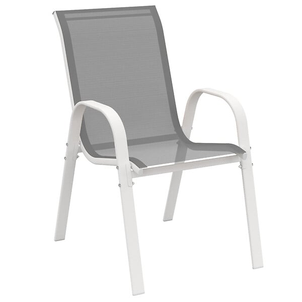 ID MARKET - Salon de jardin POLY table extensible 90-180 CM et 8 chaises blanc et gris - large