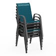 ID MARKET - Salon de jardin MADRID table 240 CM et 10 chaises empilables mix color bleu, gris et noir - vignette