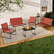 ID MARKET - Salon de jardin bas MALAGA 6 places avec 2 canapés, fauteuils et table terracotta - vignette