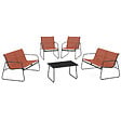 ID MARKET - Salon de jardin bas MALAGA 6 places avec 2 canapés, fauteuils et table terracotta - vignette