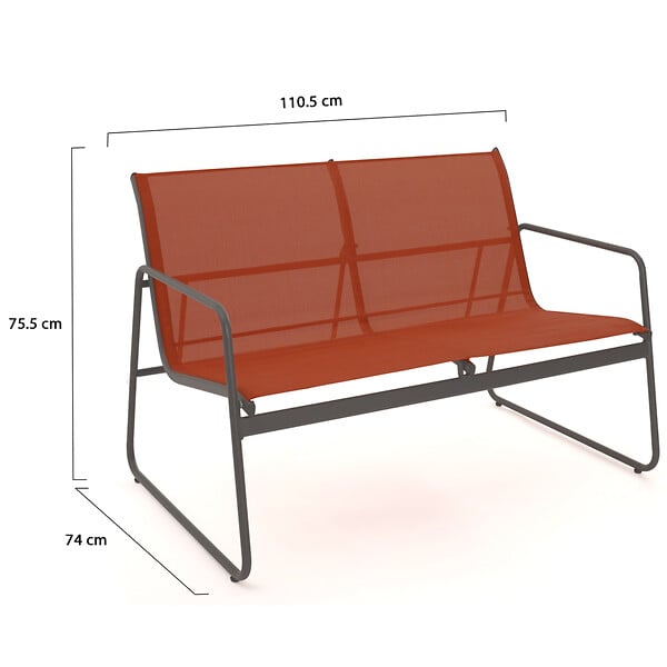 ID MARKET - Salon de jardin bas MALAGA 6 places avec 2 canapés, fauteuils et table terracotta - large