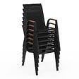 ID MARKET - Salon de jardin NOUMEA table 190 cm plateau verre trempé effet bois et 8 chaises empilables noir et bois - vignette