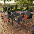 ID MARKET - Salon de jardin MADRID table 190 cm et 8 chaises empilables mix color gris, noir et terracotta - vignette