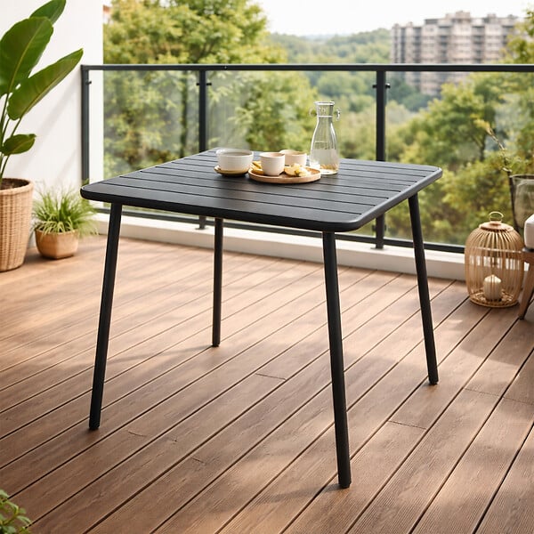 CONCEPT USINE - Table carrée 4 places 70x70cm gris foncé BERGAME - large
